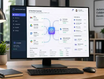 AI office automation dashboard managing workflows tasks and productivity