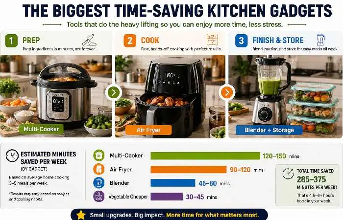 Time saving kitchen gadgets compared for faster cooking and meal prep