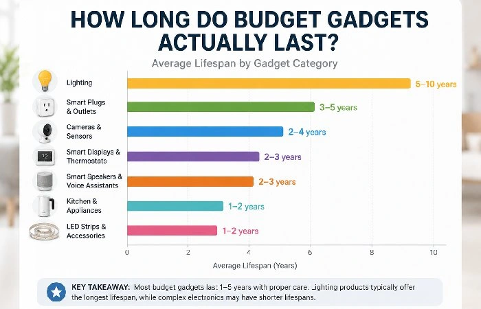 Average lifespan comparison of budget gadgets across popular categories