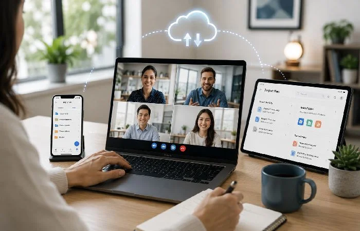 Cloud office automation enabling remote team collaboration and file sharing