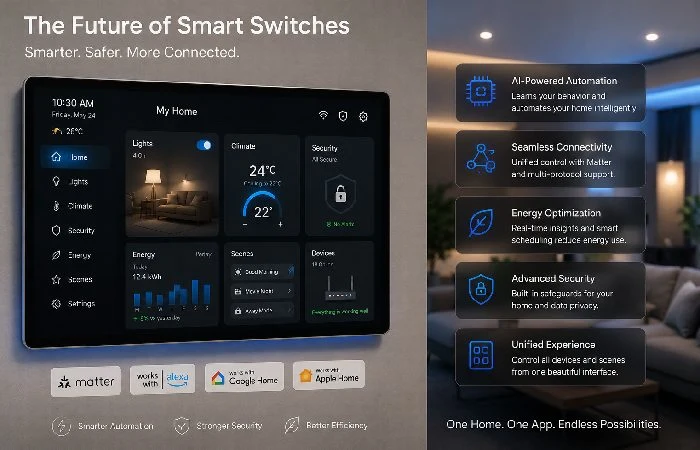 Future smart switches with AI automation and connected home control