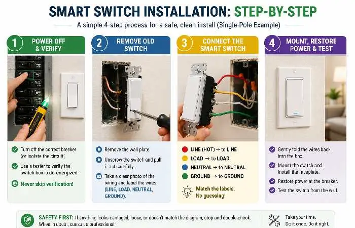 Step by step smart switch installation guide for safe home wiring