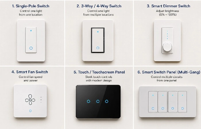 Comparison of smart switch types for lighting and home automation
