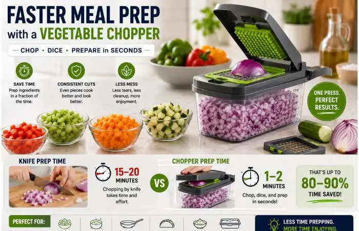 Vegetable chopper reducing meal prep time for faster kitchen tasks