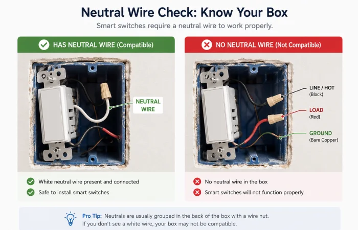 Five-step budget smart switch installation checklist with visual icons for each step