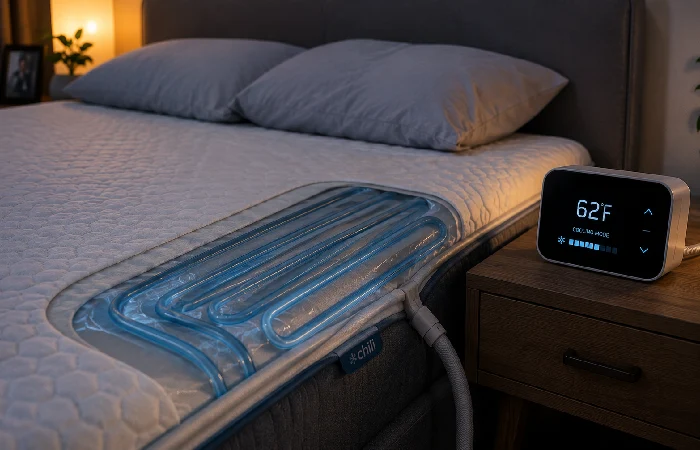 Cooling mattress pad with temperature control display for bedroom comfort