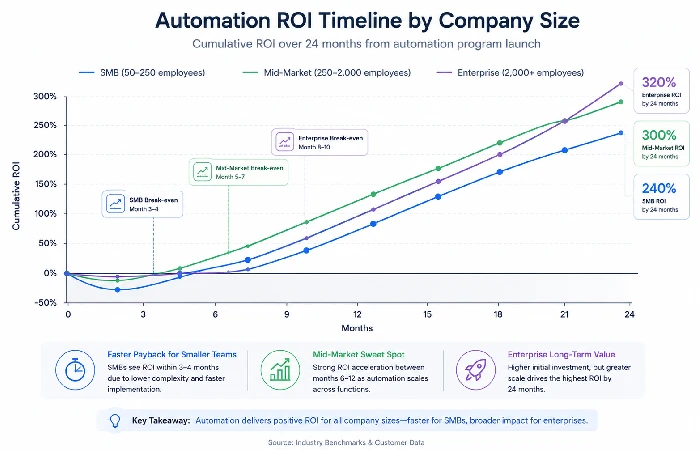 Pie chart showing root causes of office automation project failure including change management and vendor lock-in