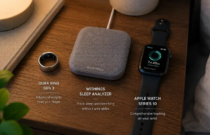 Top smart sleep trackers for 2026 including Oura Ring, Withings Sleep Analyzer, and Apple Watch
