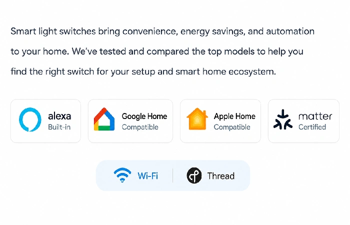 alexa google apple home and matter logos with wifi and thread tags