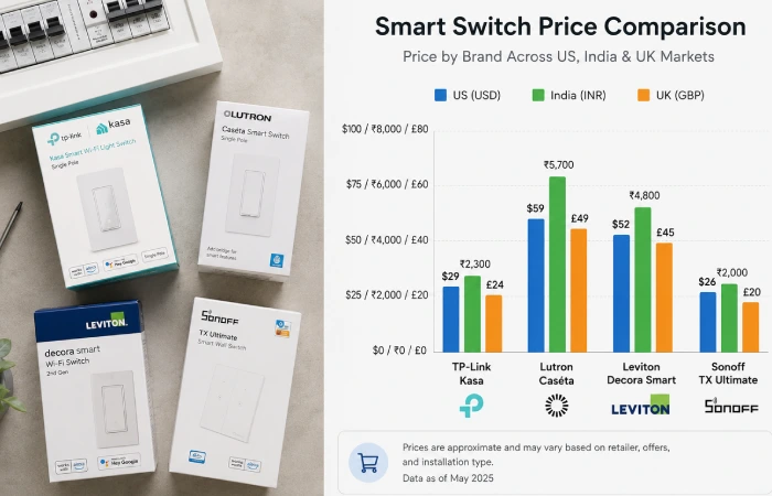 Top-rated Alexa and Google Home smart switches arranged for comparison, 2026