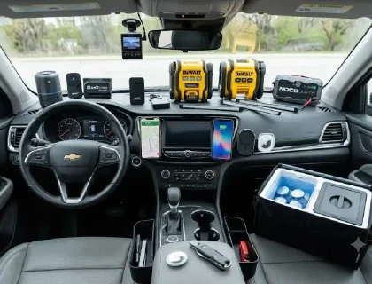 20 best car gadgets for 2026 laid out on a car dashboard