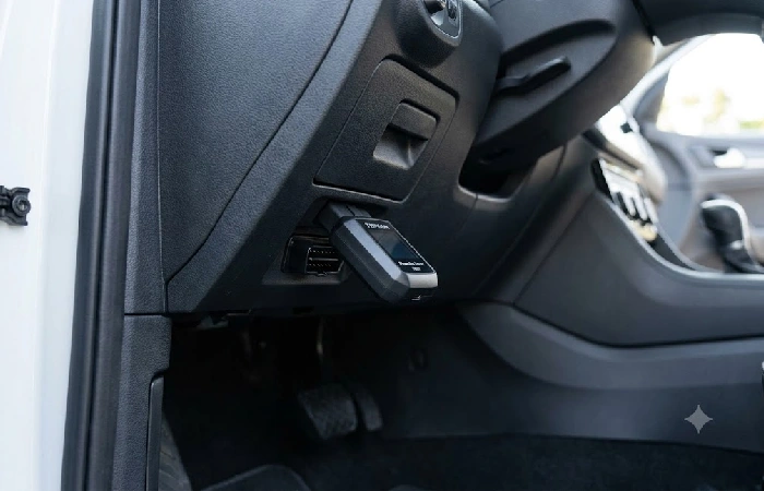 TopDon Phoenix Nano OBD2 scanner plugged into car diagnostic port