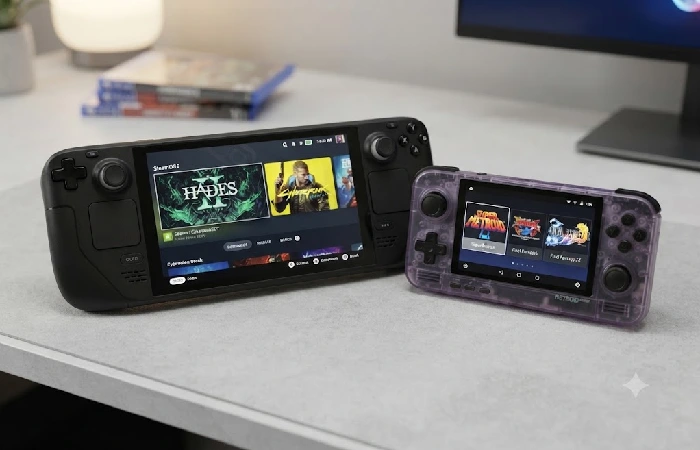 Steam Deck OLED and Retroid Pocket 4 Pro gaming handhelds