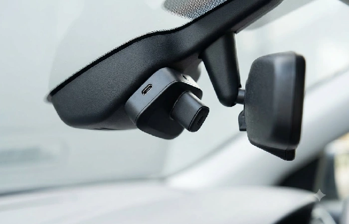 Dual-microphone Bluetooth car adapter mounted for hands-free calling