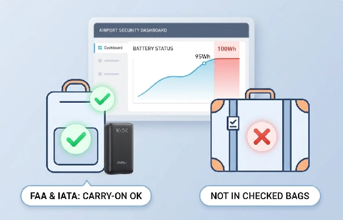FAA rules for carrying lithium batteries on planes in 2026.