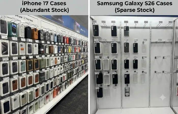 iPhone 17 versus Samsung Galaxy S26 phone case availability comparison
