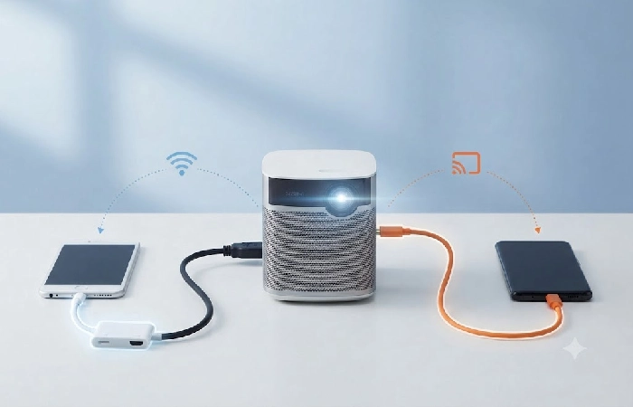Connecting an iPhone and Android phone to a projector
