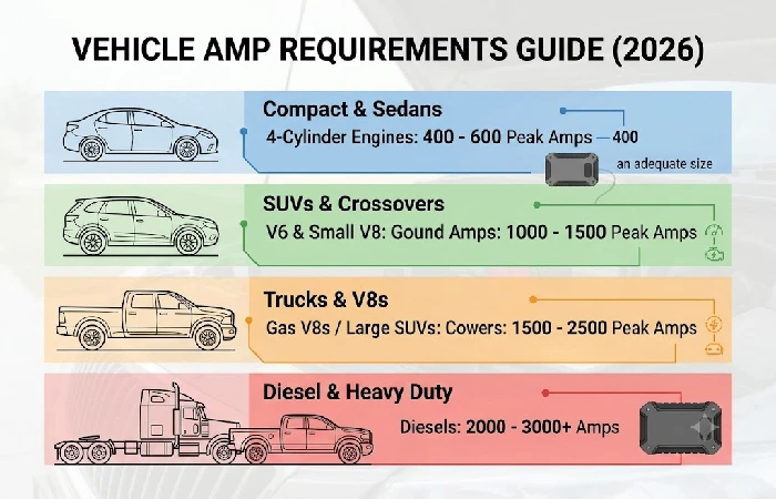 Amp requirements by vehicle type chart