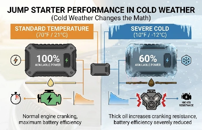 Jump starter performance in cold weather