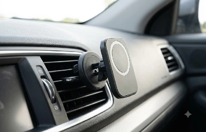 Wireless charging car mount with cooling fan