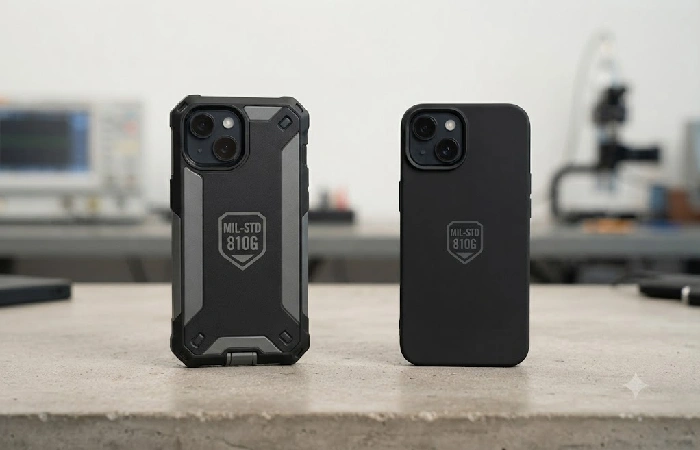 Military grade phone case myth explained with bulky versus slim case comparison