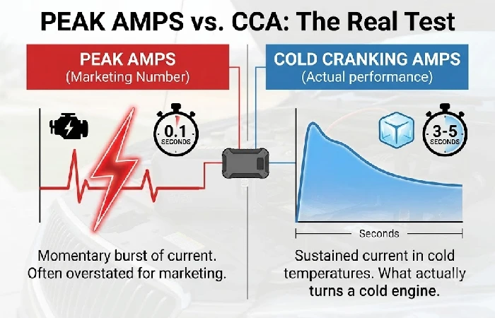 Peak amps versus cold cranking amps comparison