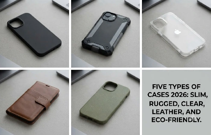 Five types of phone cases 2026: slim rugged clear leather and eco-friendly