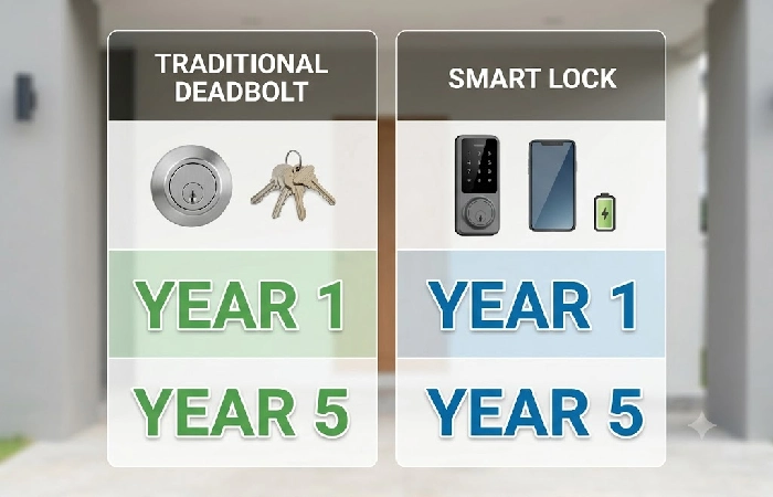 Cost comparison chart of smart locks versus traditional deadbolts