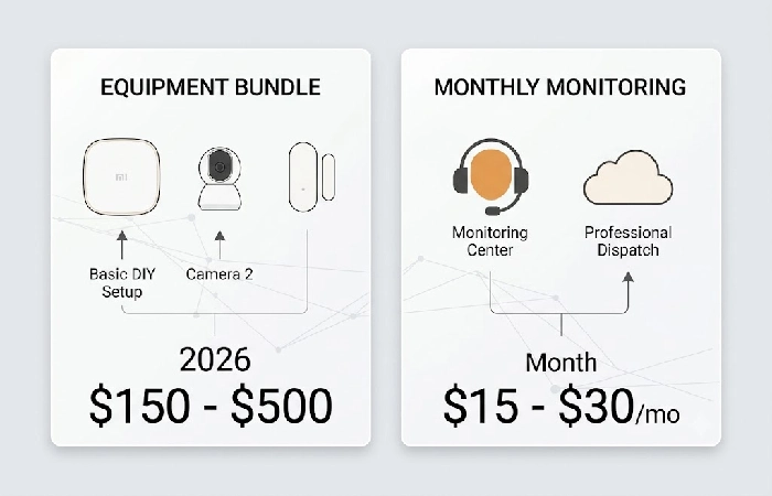 Smart security equipment and monthly monitoring price comparison