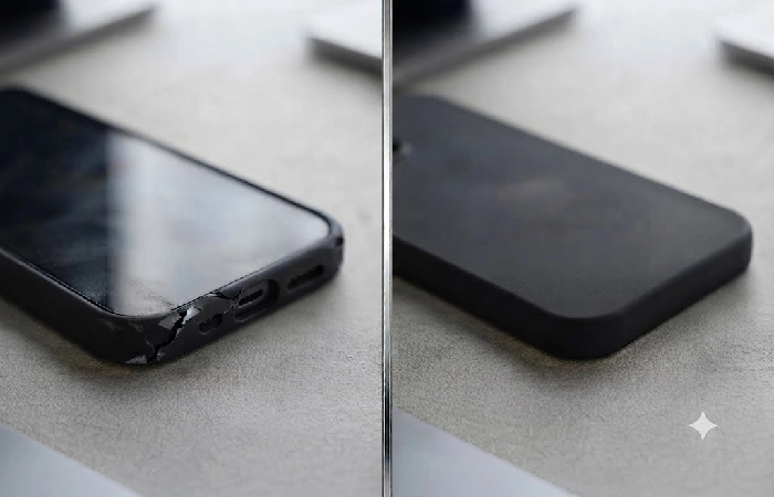 Cracked phone case corner showing when to replace your phone case