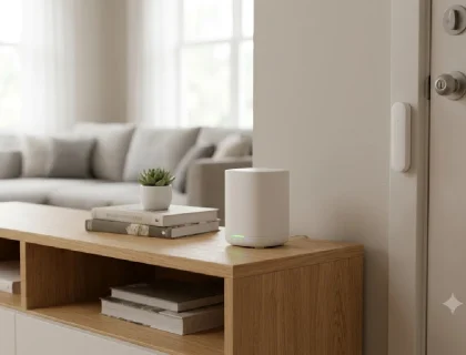 Wireless home alarm system hub and door sensor