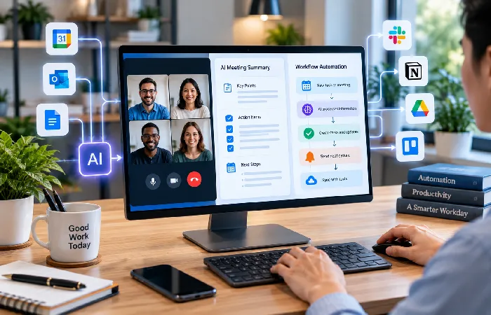AI meeting summaries and workflow automation improving productivity