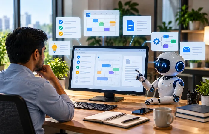AI productivity tools assisting task management and workflow planning