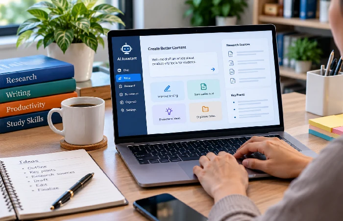 AI assistant helping organize writing and research information efficiently
