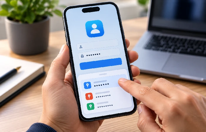 App password autofill workflow on a smartphone