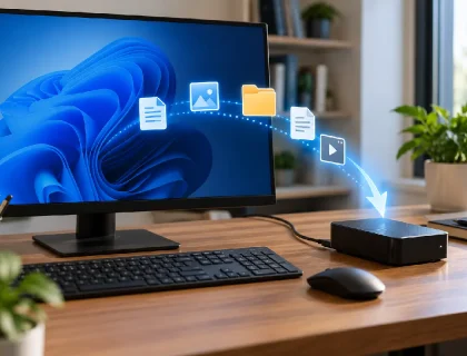 Automatic backup software scheduling files to an external backup drive