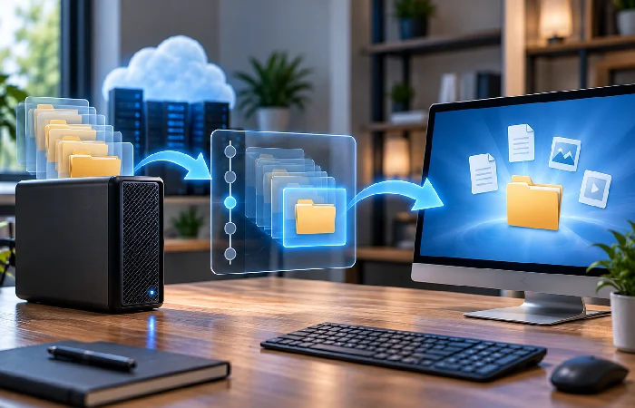 Backup recovery workflow from selecting a recovery point to restoring data