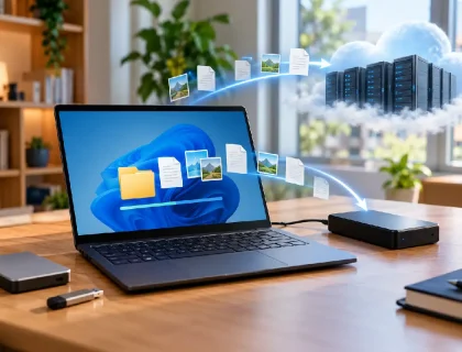 Backup Software protecting files on a Windows PC with local and cloud copies