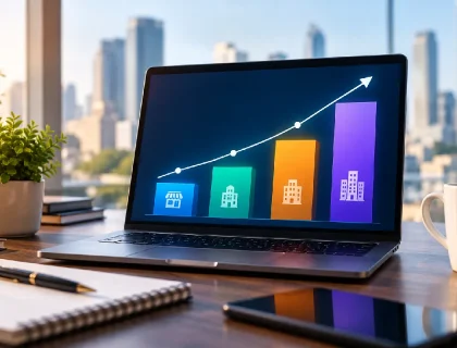 Chart showing 2026 digital transformation ROI benefits by business size