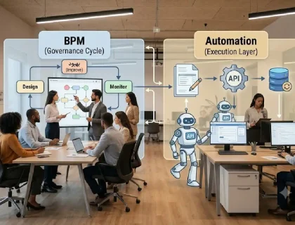 Business process management vs automation comparison diagram