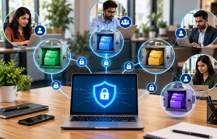 Business password manager controlling team access to shared credentials