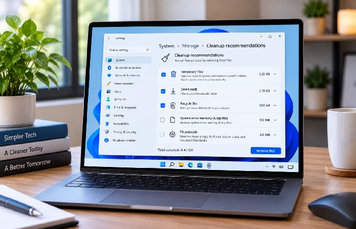 Cleanup recommendations identifying removable files