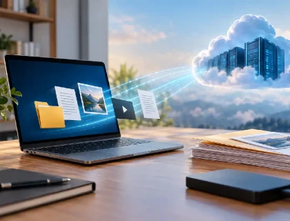 Cloud backup software protecting files with secure online backups
