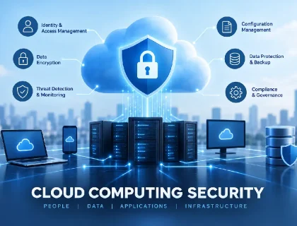 Cloud computing security diagram showing data protection layers