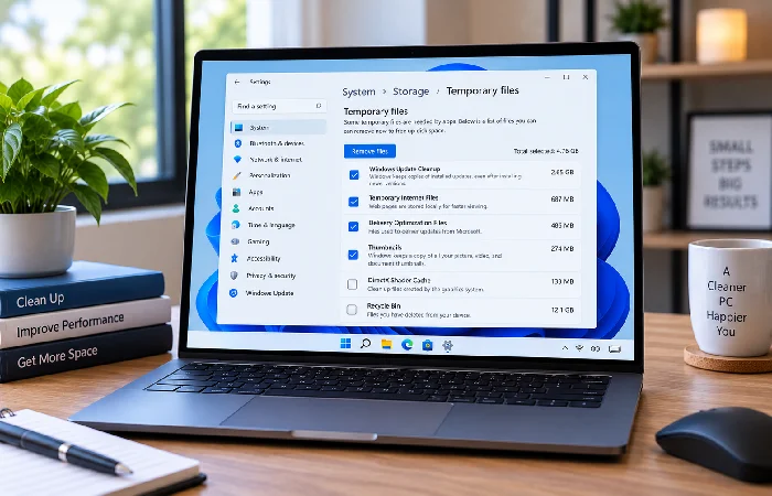 Temporary file cleanup interface in Windows settings