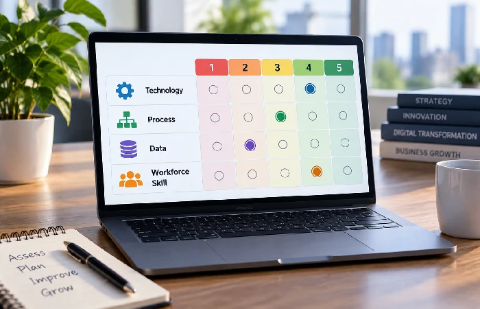 Digital maturity assessment scorecard across four business areas