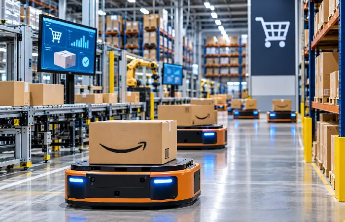 Amazon warehouse robot automation for retail digital transformation
