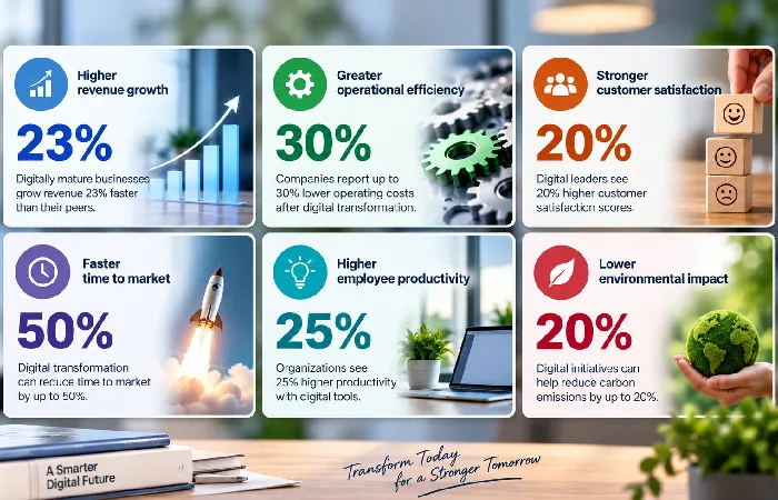 Digital transformation ROI and case study statistics table