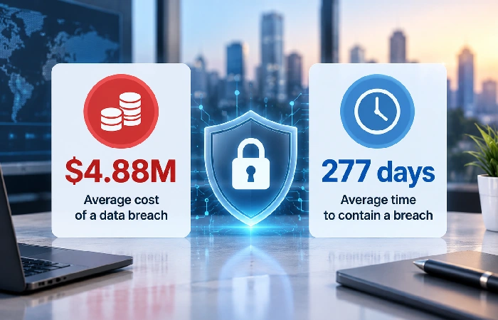 Average data breach cost and containment time statistics
