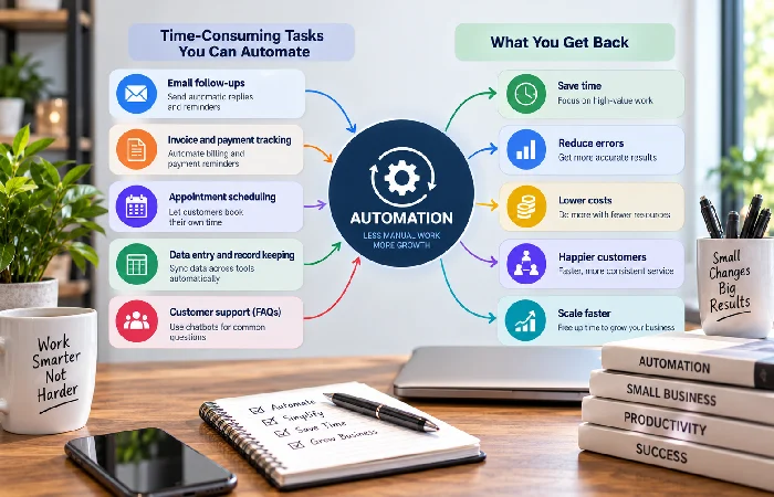 Diagram identifying repetitive tasks suited to small business automation